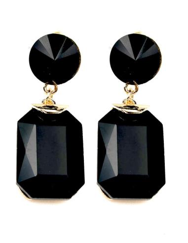 PENDIENTES LARGOS NEGROS DE FIESTA EXTRA BRILLO PARA BODAS NOCHE