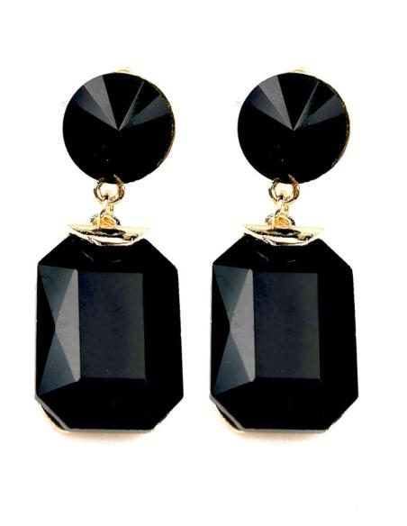 PENDIENTES LARGOS NEGROS DE FIESTA EXTRA BRILLO PARA BODAS NOCHE