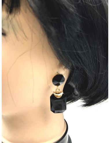 PENDIENTES LARGOS NEGROS DE FIESTA EXTRA BRILLO PARA BODAS NOCHE