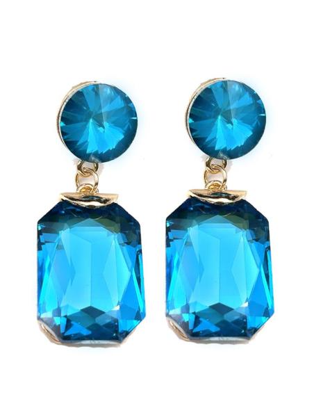 PENDIENTES LARGOS AZULES DE FIESTA EXTRA BRILLO PARA BODAS NOCHE