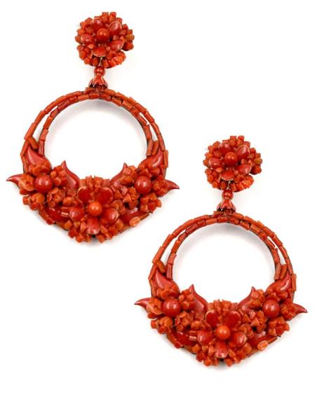 PENDIENTES CORAL AROS GRANDES DISEÑO FLAMENCO PARA EVENTOS