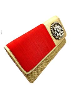 BOLSOS ROJOS Y DORADOS CARTERA ELEGANTE CON PEDRERIA PARA BODAS