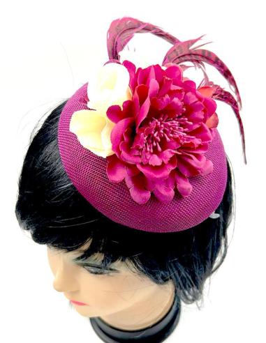 TOCADOS PEQUEÑOS BUGAMBILIAS PARA BODAS CON PLUMAS FAISAN Y FLORES