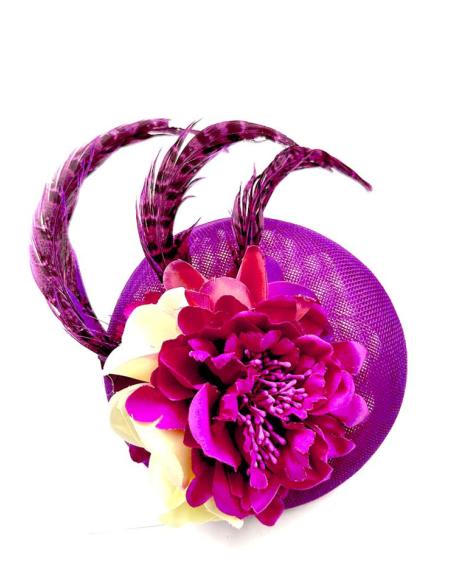 TOCADOS PEQUEÑOS BUGAMBILIAS PARA BODAS CON PLUMAS FAISAN Y FLORES