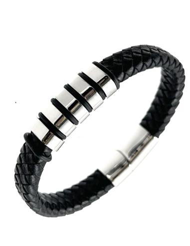 PULSERAS HOMBRE NEGRAS Y ACERO ACTUAL DISEÑO PLANO TRENZADO