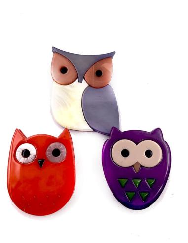 BROCHES DE BUHOS CON CARITAS ENCANTADORAS TRES BROCHES