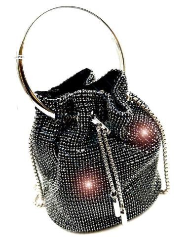 BOLSOS DE FIESTA NEGROS CON PEDRERIA DE CRISTAL Y ASA RIGIDA