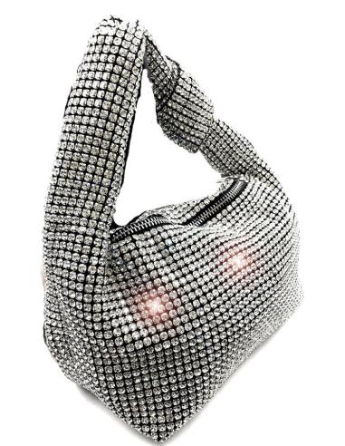 BOLSOS PLATEADOS DE CRISTAL Y ASA ORIGINAL CON DETALLE NUDO
