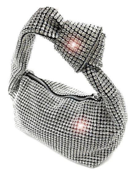 BOLSOS PLATEADOS DE CRISTAL Y ASA ORIGINAL CON DETALLE NUDO