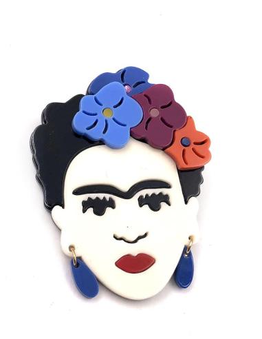 BROCHES DE FRIDA KAHLO CON SU TOCADO DE FLORES DISTINTIVO