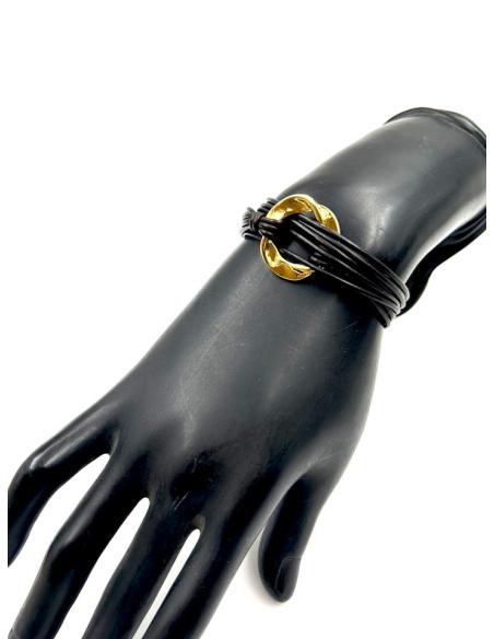 PULSERAS MUJER CUERO DECORADAS CON CIRCULO DORADO DECORATIVO