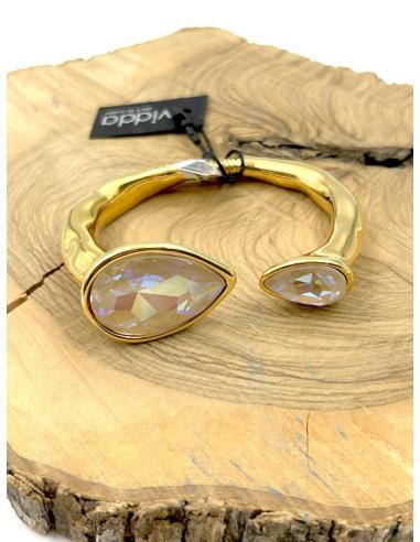 PULSERAS DORADAS CON GOTAS CRISTAL ALTA CALIDAD IDEAL BODA