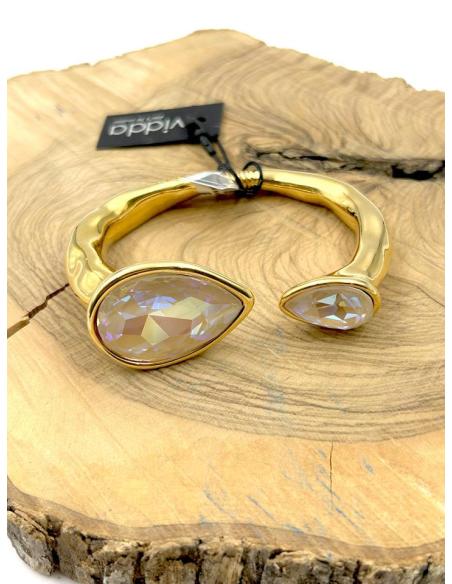 PULSERAS DORADAS CON GOTAS CRISTAL ALTA CALIDAD IDEAL BODA