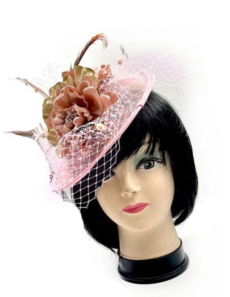 TOCADOS BODAS ROSAS CON FLORES Y PLUMAS FAISAN