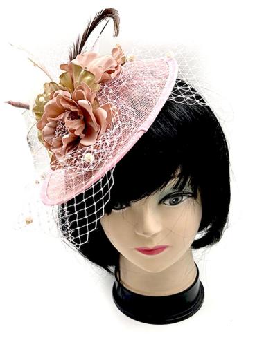 TOCADOS BODAS ROSAS CON FLORES Y PLUMAS FAISAN