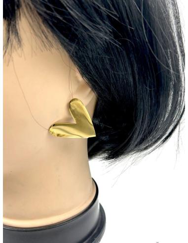 PENDIENTES MIUJER DORADOS DE CORAZON AGATA, PENDIENTES DE DISEÑO EL JARDIN DEL DESEO