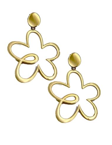 PENDIENTES DORADOS DE DISEÑO FORMA DE FLOR, MADRID, GRAN VIA, EL JARDIN DEL DESEO