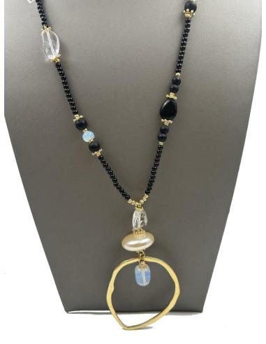 COLLARES PIEDRA NEGROS Y BLANCOS BINOMIO SIEMPRE ELEGANTE