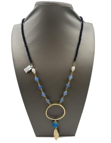 COLLARES AZULES LARGOS CON ORIGINAL COLGANTE DE ARO Y PIEDRA