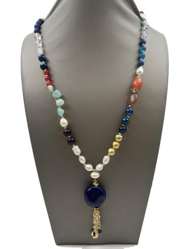 COLLARES AZUL LAPISLAZULI CON PERLAS Y PIEDRAS DE GRAN COLORIDO