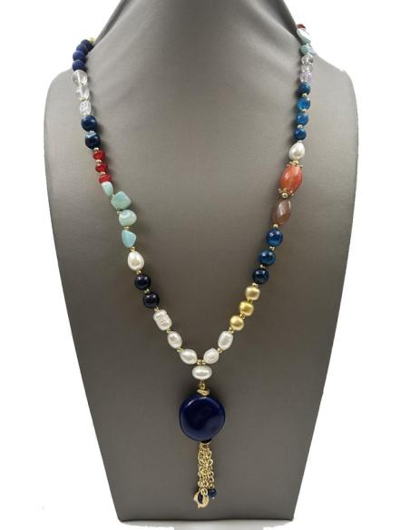 COLLARES AZUL LAPISLAZULI CON PERLAS Y PIEDRAS DE GRAN COLORIDO