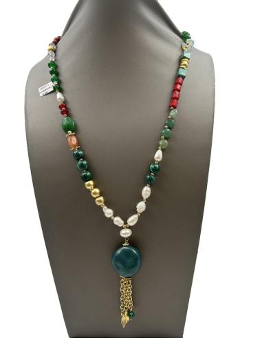 COLLARES VERDES MALAQUITA CON PERLAS Y PIEDRAS DE GRAN COLORIDO
