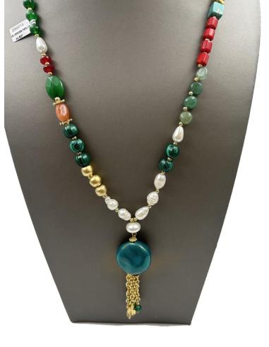 COLLARES VERDES MALAQUITA CON PERLAS Y PIEDRAS DE GRAN COLORIDO