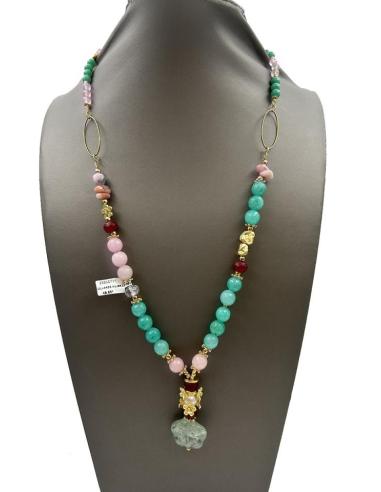 COLLARES PIEDRA SEMIPRECIOSA CON BONITO COLGANTE FLORECITAS