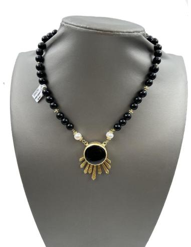 COLLARES MUJER NEGROS DE PIEDRA CON COLGANTE ORIGINAL