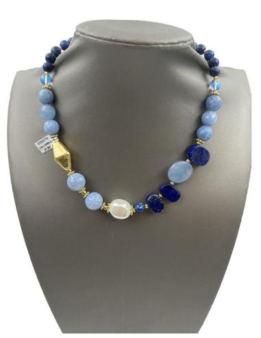 COLLARES PIEDRA AZULES CELESTE Y LAPISLAZULI MUY ORIGINALES