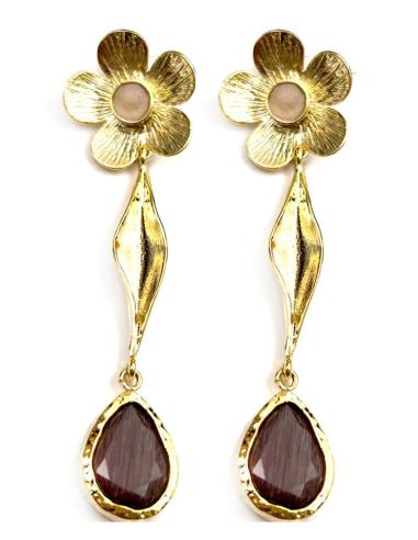PENDIENTES LARGOS DORADOS Y MORADO UVA DEALES PARA BODAS DE NOCHE