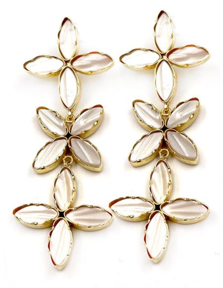 PENDIENTES BLANCOS LARGOS MUY ELEGANTES PARA BODAS