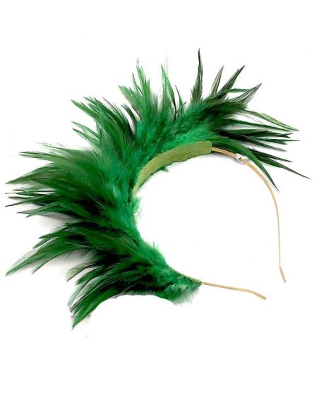 DIADEMAS BODA DE PLUMAS VERDES DISEÑO VINTAGE SOFISTICADO