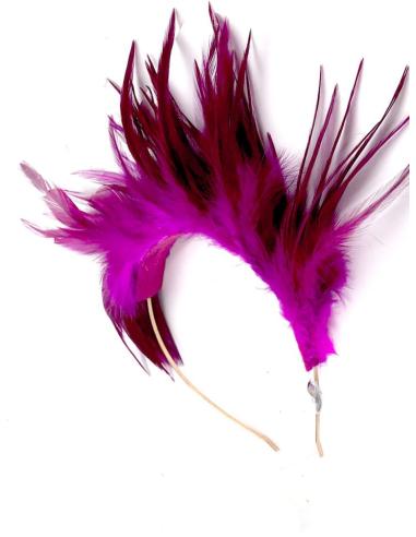 DIADEMAS BODA DE PLUMAS FUCSIA BUGAMBILIA DISEÑO VINTAGE