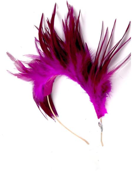 DIADEMAS BODA DE PLUMAS FUCSIA BUGAMBILIA DISEÑO VINTAGE