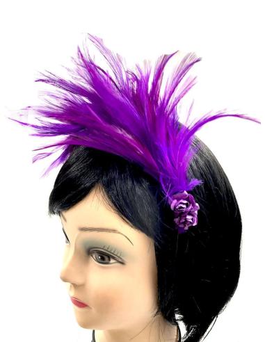 DIADEMAS BODA DE PLUMAS MORADAS DISEÑO VINTAGE SOFISTICADO