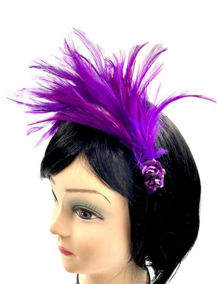 DIADEMAS BODA DE PLUMAS MORADAS DISEÑO VINTAGE SOFISTICADO