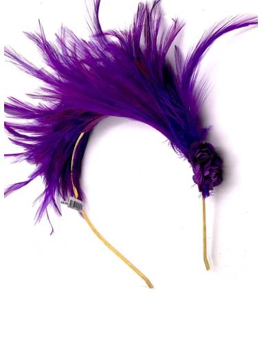 DIADEMAS BODA DE PLUMAS MORADAS DISEÑO VINTAGE SOFISTICADO