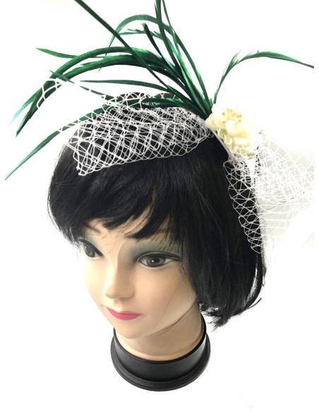 DIADEMAS MUJER CON PLUMAS VERDES BOTELLA DISEÑO AÑOS 20
