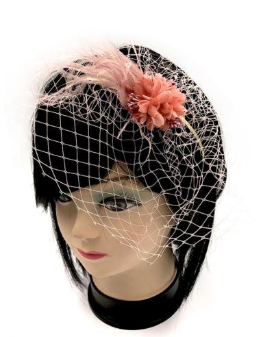 DIADEMAS MUJER ROSAS CON PLUMAS Y LAZO REDECILLA AÑOS 20