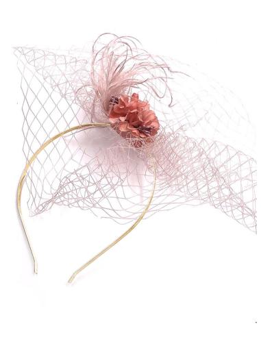 DIADEMAS MUJER ROSAS CON PLUMAS Y LAZO REDECILLA AÑOS 20