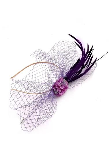 DIADEMAS MUJER MALVAS Y MORADAS CON PLUMAS DISEÑO AÑOS 20