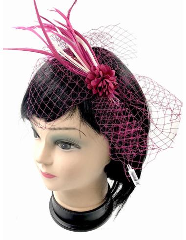 DIADEMAS MUJER FUCSIAS CON PLUMAS DISEÑO AÑOS 20