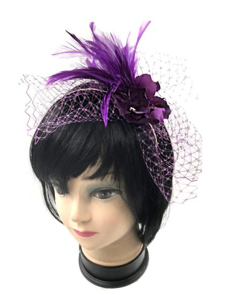 DIADEMAS MUJER MORADAS CON PLUMAS DISEÑO AÑOS 20