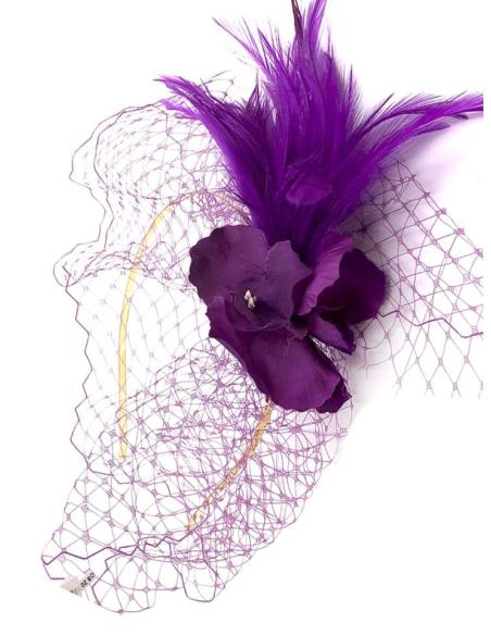DIADEMAS MUJER MORADAS CON PLUMAS DISEÑO AÑOS 20