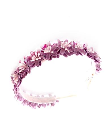 DIADEMAS ROSADO MALVA PARA BODAS Y EVENTOS CON FLORECILLAS