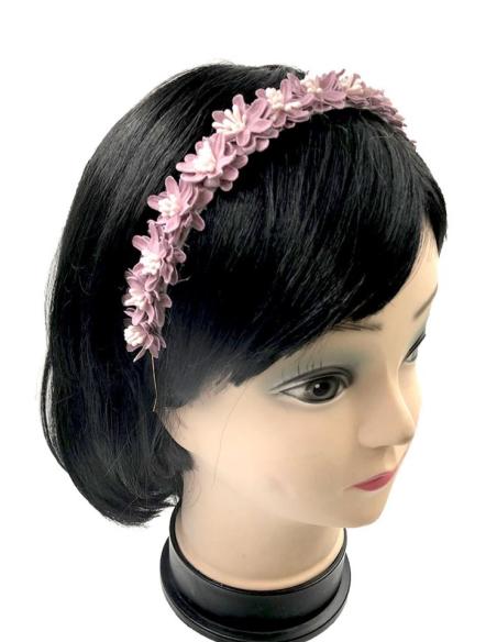DIADEMAS ROSADO MALVA PARA BODAS Y EVENTOS CON FLORECILLAS