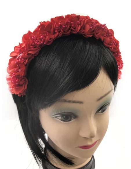 DIADEMAS BODA ROJAS CON FLORES BONITAS ESPECIAL INVITADAS