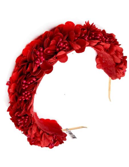 DIADEMAS BODA ROJAS CON FLORES BONITAS ESPECIAL INVITADAS
