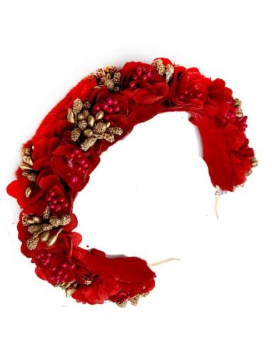 DIADEMAS BODA ROJAS Y DORADAS CON FLORES TRABAJO ARTESANAL